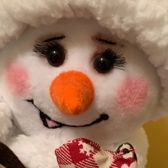 Festive Gingerbread Snowman Plush with Red and White Checkered Accents - Picture 3 of 11